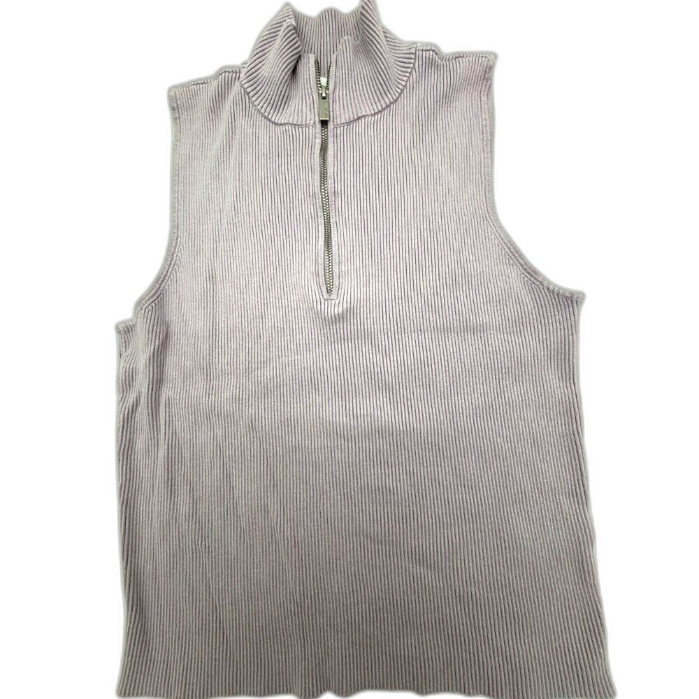 Women's Calvin Klein Jeans 1/4 Zip Knitted Sleeveless Sweater, Size M